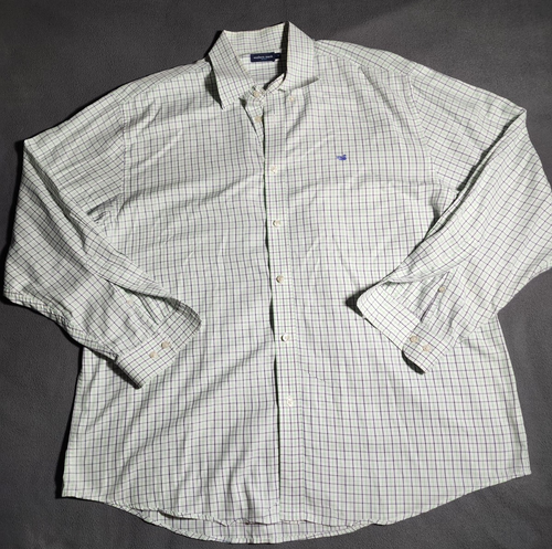 Southern Marsh Shirt Mens Size 2X White Plaid Logo Button Up Long Sleeve Collar