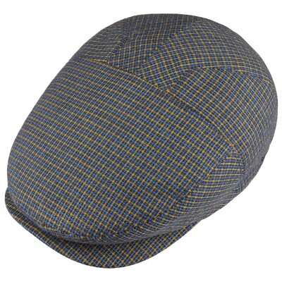Bailey of Hollywood Newsboy Flat Cap Mens small DELLER plaid blue yellow 