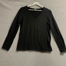 Ann Taylor Womens Size Medium Pullover Sweater Black V Neck Long Sleeve