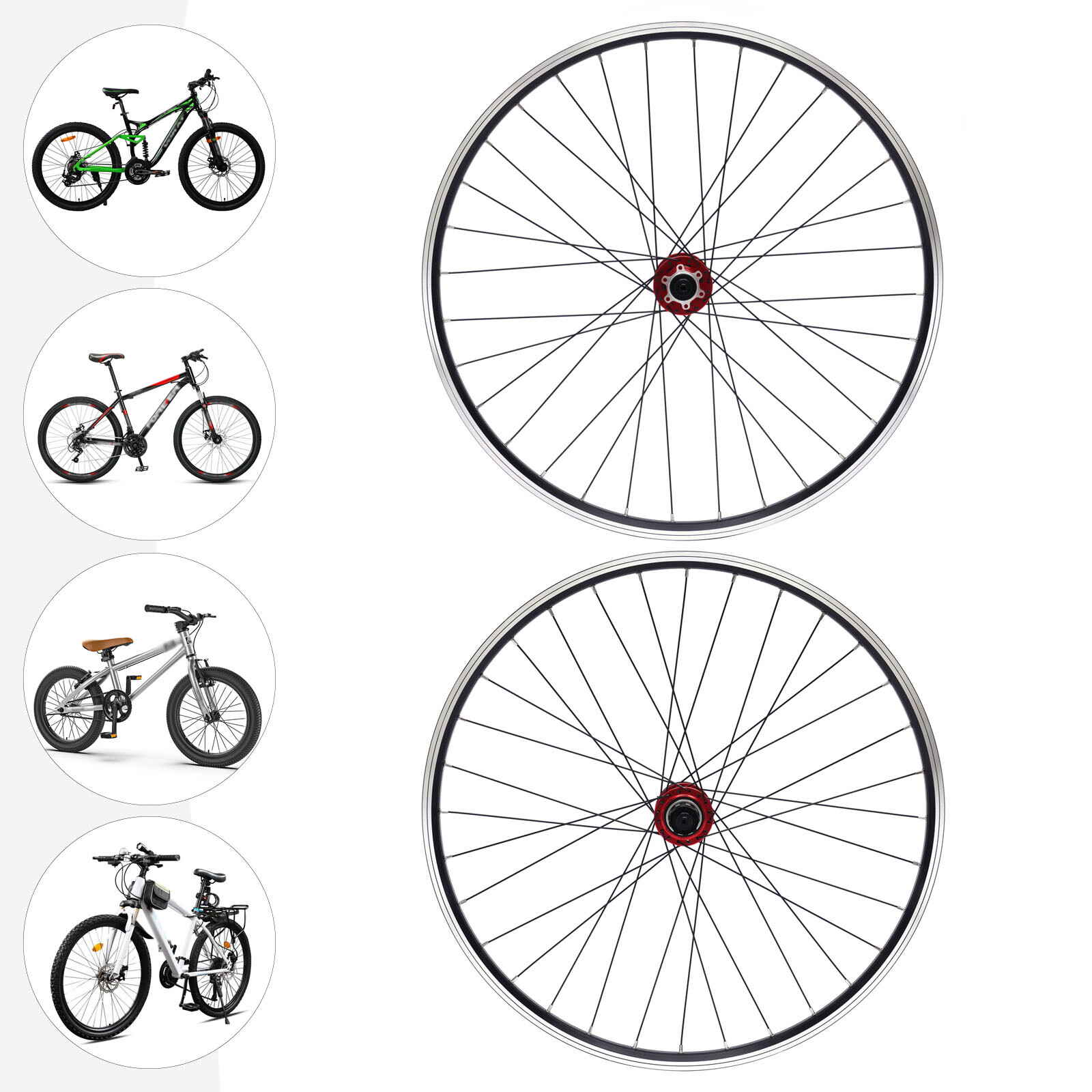 29 inch Front & Rear Wheel Mountain Wheelset Red Hub Disc Brake Bicycle Wheels
