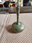 VINTAGE NEKER ART ISRAEL GLASS BLOWN  GREEN  OPALESCENT PERFUME BOTTLE 5.5IN TAL — photo 1