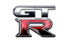 GTR 3D Badge Emblem Chrome & Red 63mm x 54mm for R32 R33 R34 R35