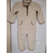 Carters Adventure Seeker Sherpa Fleece Jumpsuit Cream Tan Size 24M