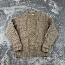 Vtg KAM 100 Pure Irish Wool Chunky Cable HandKnit Sweater Fisherman Men's M 