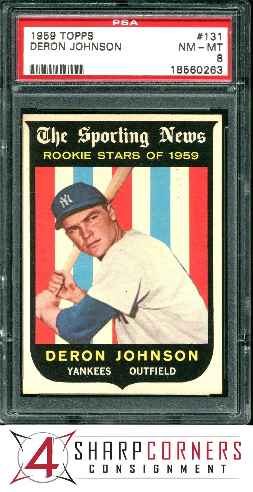 1959 TOPPS #131 DERON JOHNSON RC PSA 8