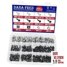 200pcs M6 Rack Screws Cage Nuts Kit,Cage Nut Mounting Screw Bolt Metric Square