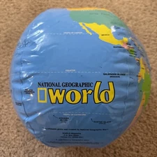 National Geographic World Inflatable Globe Earth 1999 Beach Ball Vintage