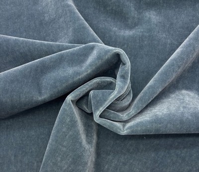 DESIGNER PLUSH MOHAIR SLATE GRAY BLUE VELVET WOOL MULTIUSE FABRIC BY YARD 55''W
