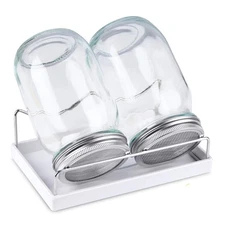 Sprouting Jar Kit-2 Wide Mouth Quart Mason Jars with 316 Stainless Steel Scre...