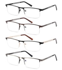 4 Pack Reading Glasses for Men,Mens Readers 1.50 strength  Stylish Metal Fra...