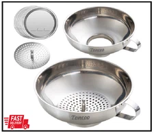 Premium Canning Funnel with Strainer for Regular and Wide Mason Jars Stainless