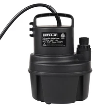 1/6 HP 1370GPH Portable Submersible Utility Pump Low Suction Electric Clean P...
