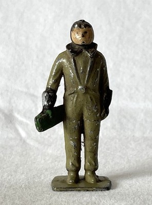 Vintage bemalter Bleisoldat Britains Ära Halbmond Spielzeug Luftpilot Figur #80-814