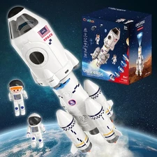 STEM Space Shuttle Rocket Ship Toys for Kids Ages 3-9, 5-in-1 Educational Gift