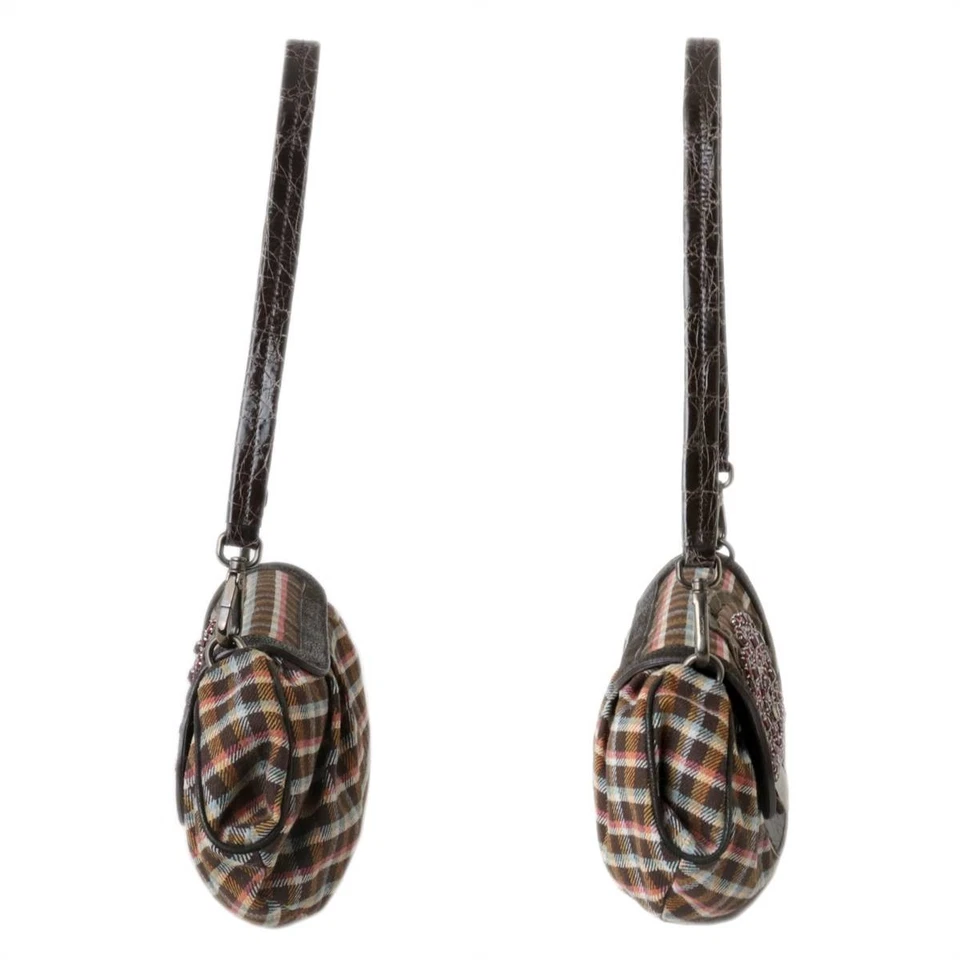 Bolso de Hombro PRADA Patrón a Cuadros Marrón Rango B Cuero Bolso Baguette Foto 4 de 4