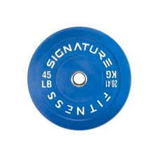 Signature Fitness 2" Olympic Bumper Plate Weight Plates with Steel Hub, 45LB ...