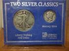 Two Silver Classics Liberty Walking Half Dollar And Mercury Dime, 90%