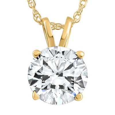 1 1/4 Ct Lab Grown Solitaire Diamond Pendant Yellow Gold Necklace
