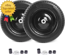 2 PACK  4.80 4.00 8  Flat Free Tire and Wheel   Universal   Solid Wheelbarrow