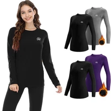 2Pack Women's Fleece Thermal Top Long Johns Base Layer Winter Indoor Warmth Yoga