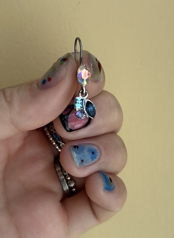 Silver Multi-Color Gemstone Dangle Earrings - Image 3 of 4