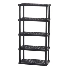 5-Tier Large Plastic Garage Storage Shelving Unit, Black (18 W X 74 H X 36 D)-51