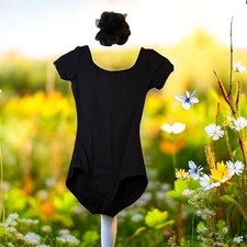 Capezio Women's Short Sleeve Black Classic Leotard Scoop Neck Balletcore Size S