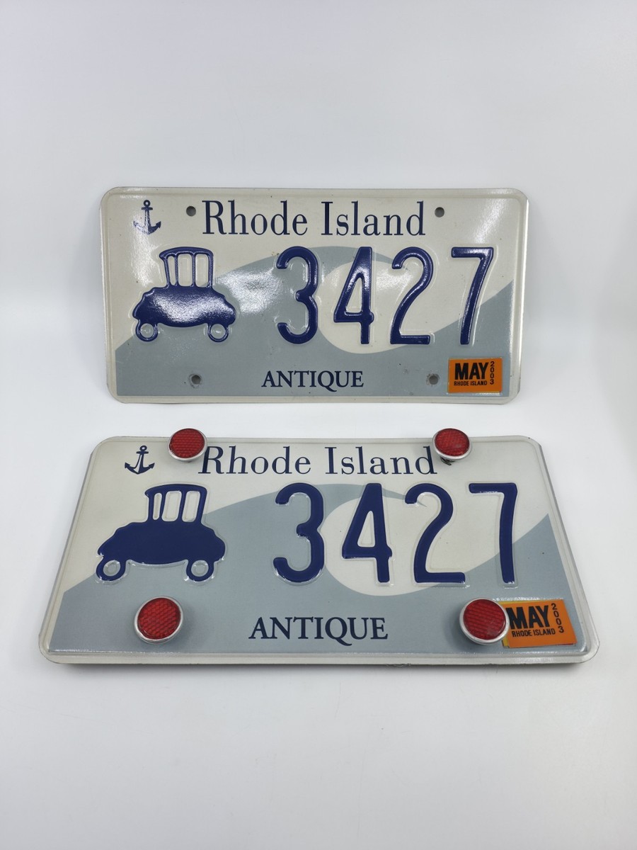 Rhode Island Antique Auto Car License Plate Matched Pair Set Gem