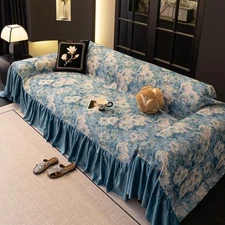 Boho Sofa Cover for 2 Cushion Couch – Plush Chenille Fabric,Washable, Cat Pro...