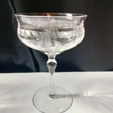 Bryce 350-4 pattern. Champagne coupe, 5 pcs set, etched Flora & bow pattern