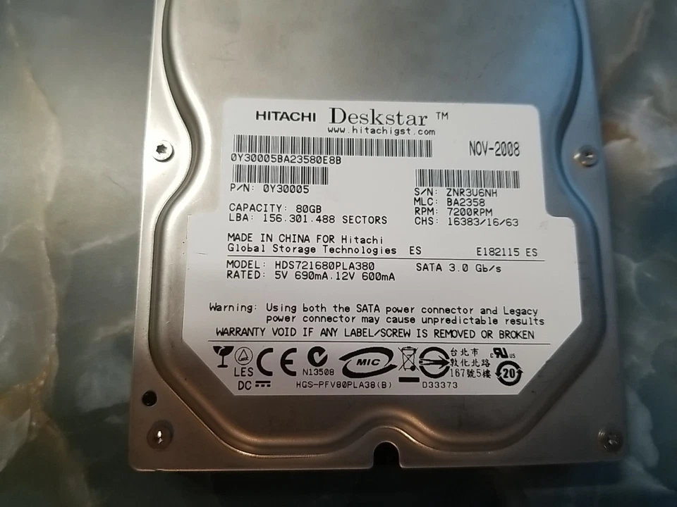 Hitachi Deskstar HDS721680PLA380 80GB 7200RPM SATA II 3.5" HDD - Image 2 of 3