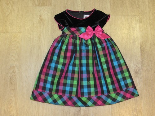GOOD LAD ~ Black Velvet Multicolor Plaid Pink Taffeta Party Dress ~ 4T EUC