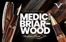 VISCONTI MEDICI BRIARWOOD GT GOLD TRIM FOUNTAIN PEN