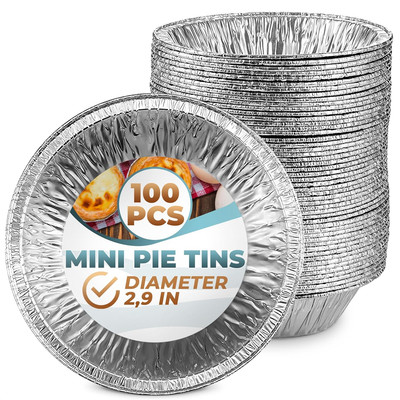Silver Aluminum Foil Tart Pan - 100Pcs Disposable Mini Pie Tins round Pan for Ca