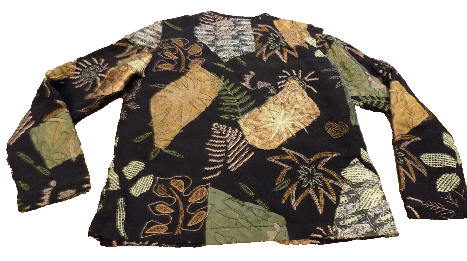 Laura Ashley Vtg Patchwork Jacket Embroidered Bla… - image 6