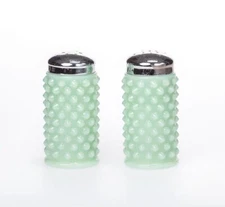 Mosser Glass USA Vintage Gigi Hobnail Salt and Pepper Jadeite Green