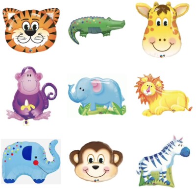 Safari Jungle Zoo Animals Circus Carnival Jumbo Foil Mylar Party Balloons 