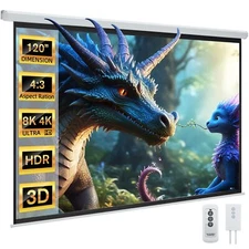 	120Inch Motorized Projection Screen 43 4K 3D HD Electric Projector Screen	