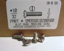 #10-32x1/2 Oval Head Slotted Machine Screws Stainless Steel (25)