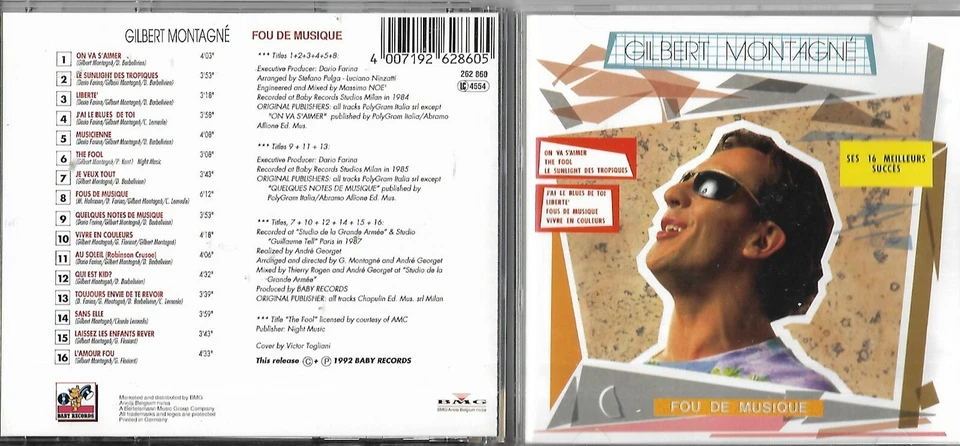 CD 16 TITRES GILBERT MONTAGNE FOU DE MUSIQUE BEST OF 1992 IMPORT BELGIQUE - Photo 1/1