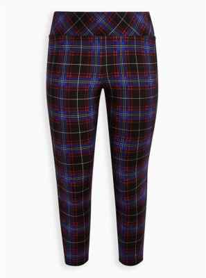Torrid High Rise Pixie Pants Luxe Ponte Plaid Blue REG 00 M/L 10 #B32382