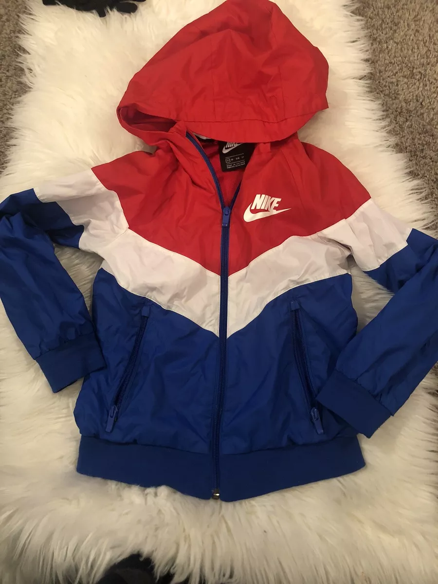 Nike Boys Sportswear Windrunner Jacket Hoodie Red White And Blue Size XS.  F1 | eBay