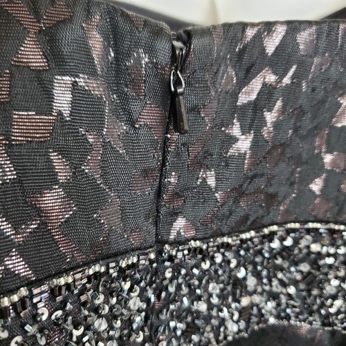 Occasions Mon Cheri Beaded Black Bronze Metallic Dress Size 12 W/ Jacket Formal - Picture 8 of 22