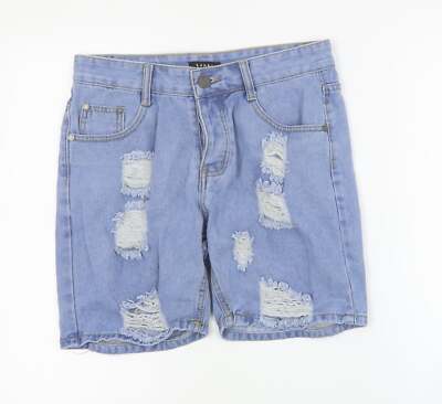 Boohoo Man Mens Blue Cotton Blend Biker Shorts Size W30