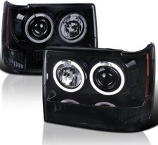 Fits 1993-1998 Jeep Grand Cherokee Black Projector Headlights Driver Passenger