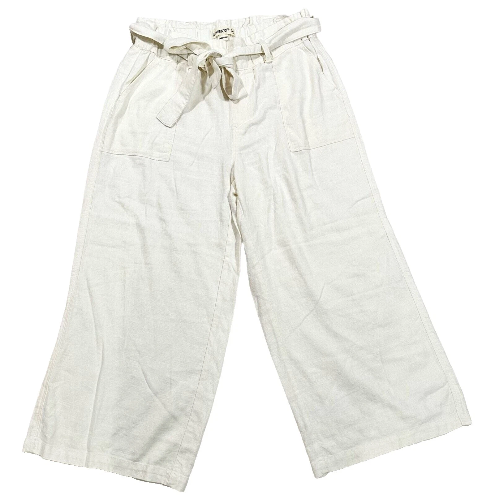 Pantalones de lino blanco NYC para Mujeres