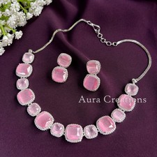 Indian Luxury Bridal AD  CZ Necklace Set Indian Wedding Jewelry