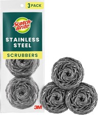 3 Count Metal Cleaning Scrub Pads Tough Stain Remover Kitchen Dish Stainless