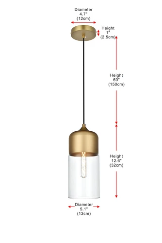 Living District Ashwell 5" Pendant Clear Shade In Satin Gold - Picture 9 of 10