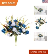 Elegant Dark Blue Artificial Roses - 2 Packs of 24 Silk Flowers for Weddings